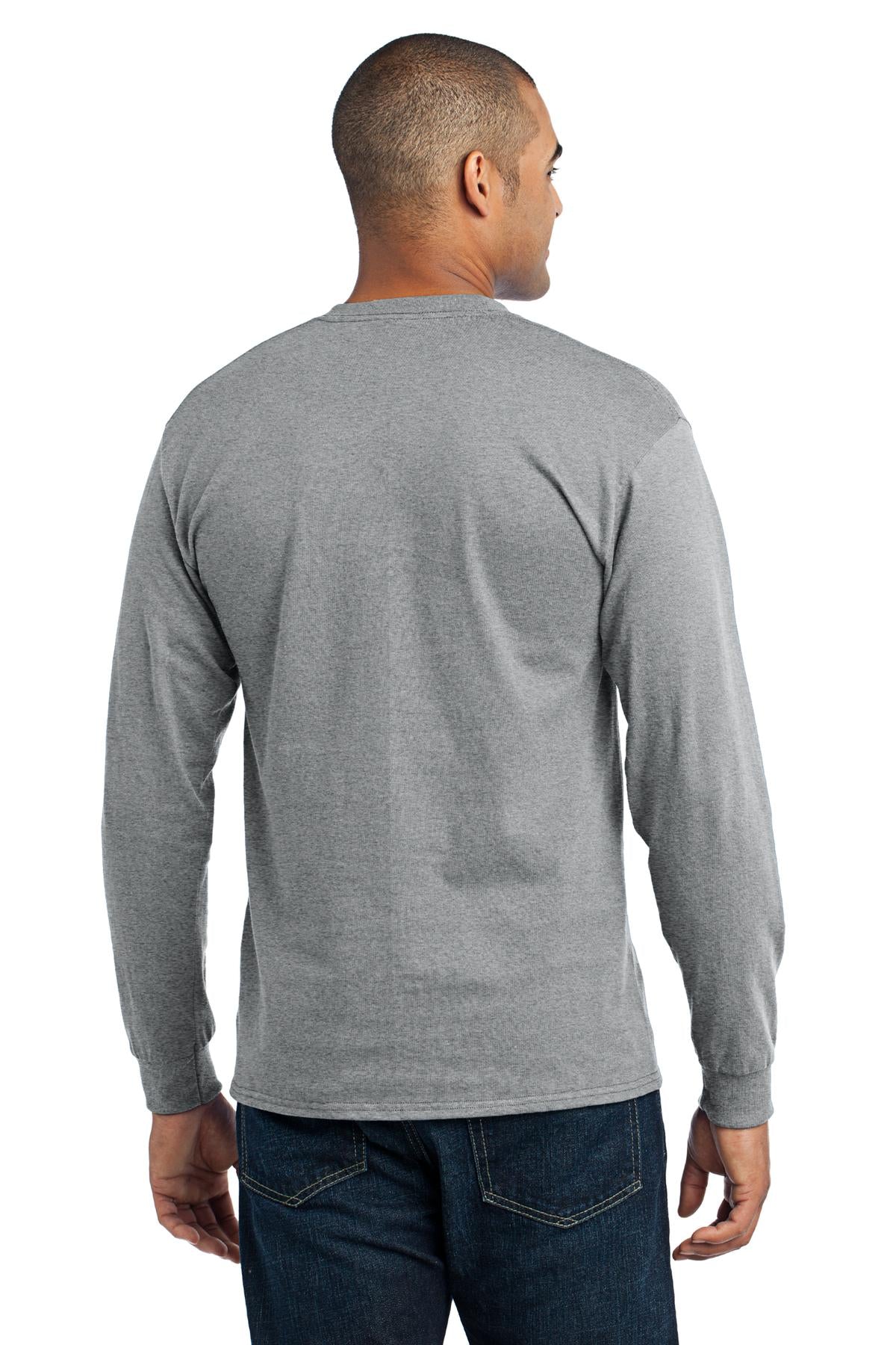 Athletic Hthr Port & Co Tall Long Sleeve Core Blend Tee. PC55LST plain