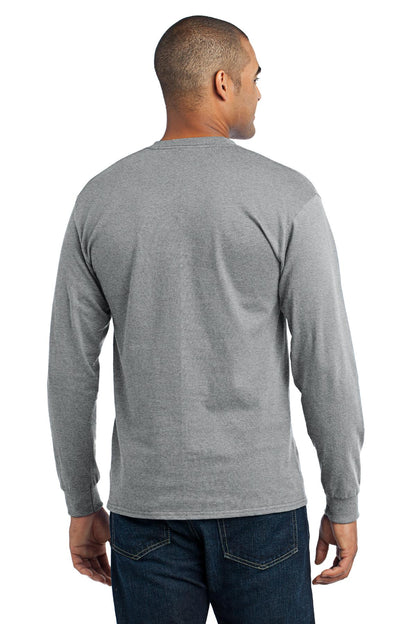Athletic Hthr Port & Co Tall Long Sleeve Core Blend Tee. PC55LST plain