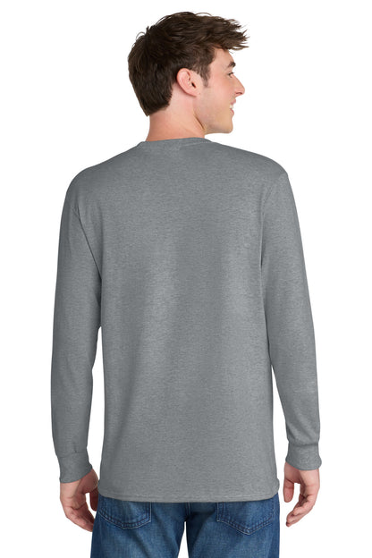 Athletic Hthr Port & Co Tall Long Sleeve Core Blend Tee. PC55LST plain