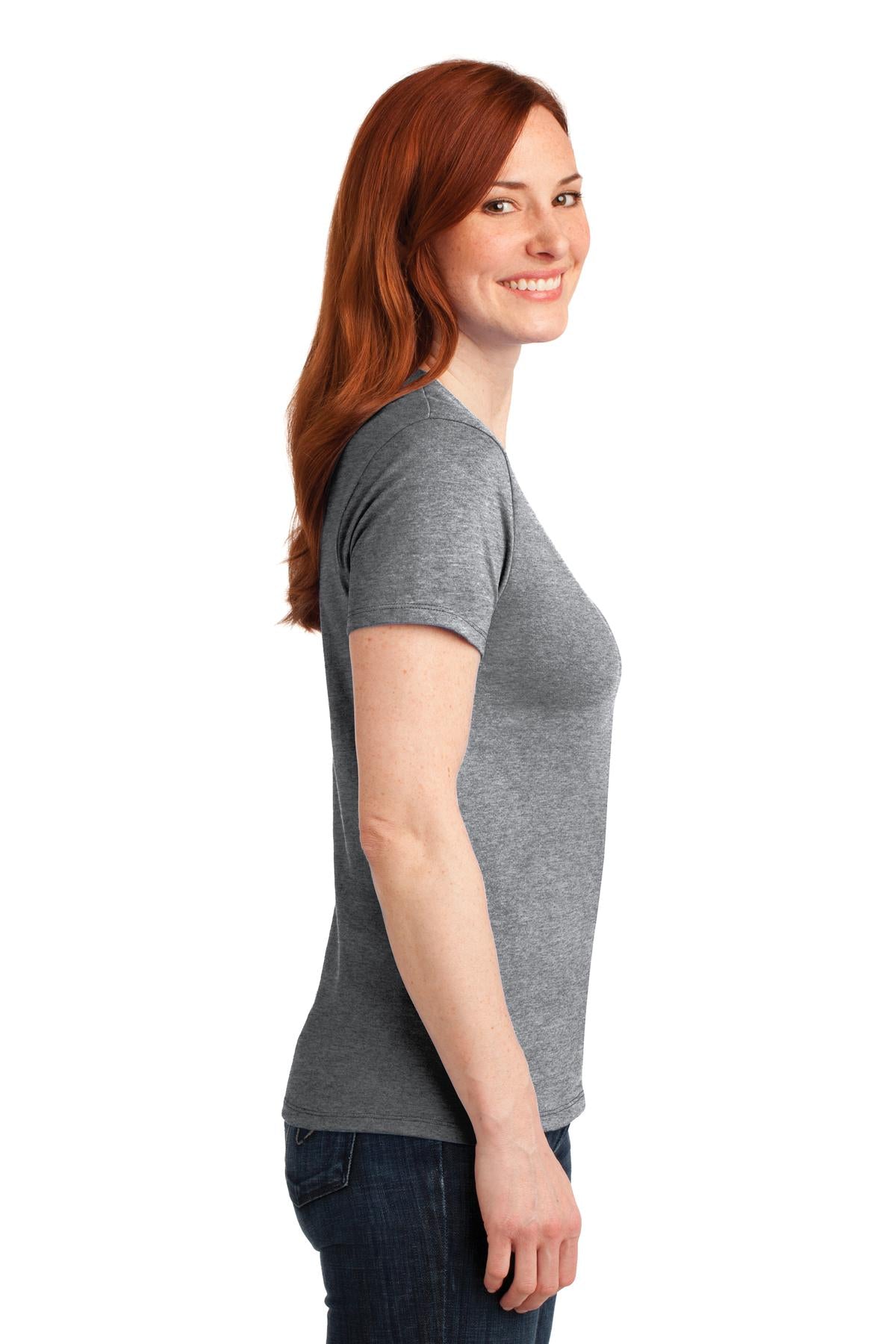 Athletic Hthr Port & Co Women's Core Blend Tee. LPC55 plain