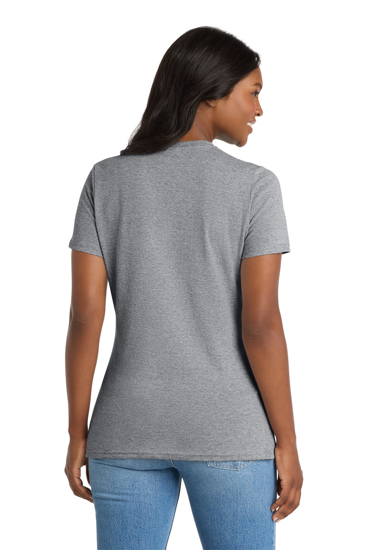 Athletic Hthr Port & Co Women's Core Blend Tee. LPC55 plain