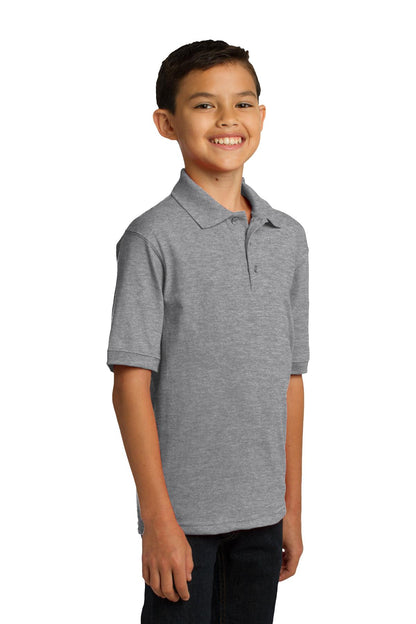Athletic Hthr Port & Co Youth Core Blend Jersey Knit Polo. KP55Y plain