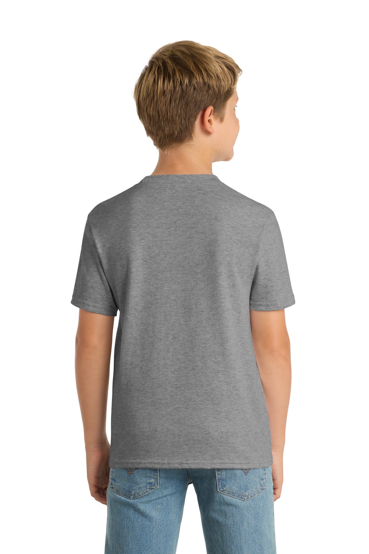 Athletic Hthr Port & Co Youth Core Blend Tee. PC55Y plain