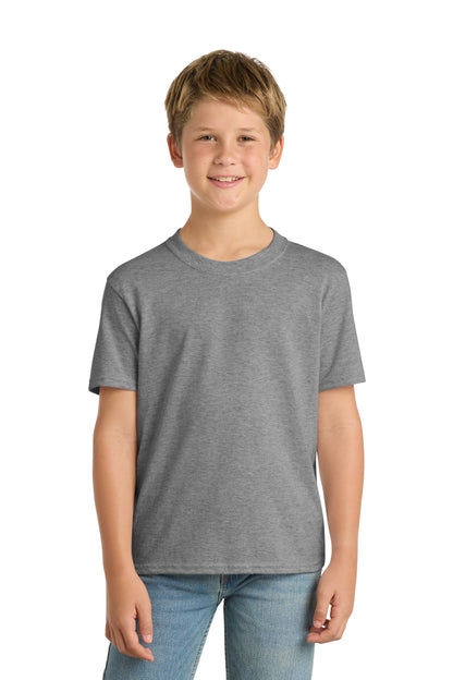 Athletic Hthr Port & Co Youth Core Blend Tee. PC55Y plain