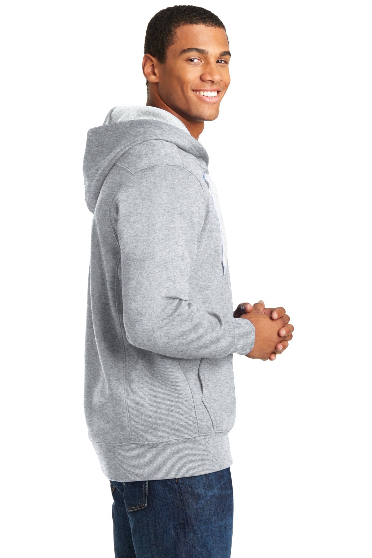 Athletic Hthr Sport-Tek Lace Up Pullover Hooded Sweatshirt. ST271 plain
