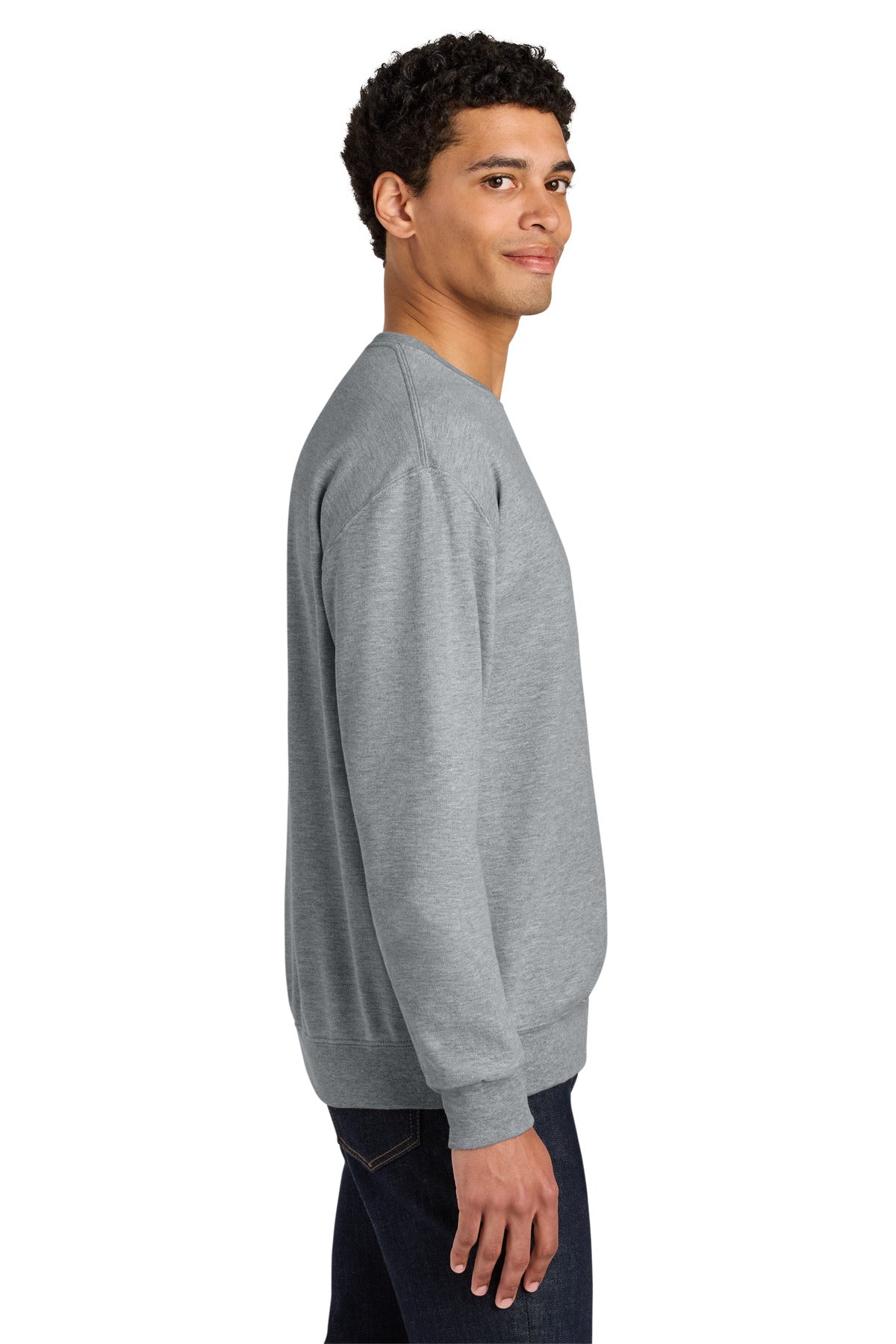 AthlHthr Jerzees Ultimate Unisex CVC Ring Spun Crewneck Sweatshirt IC48M plain