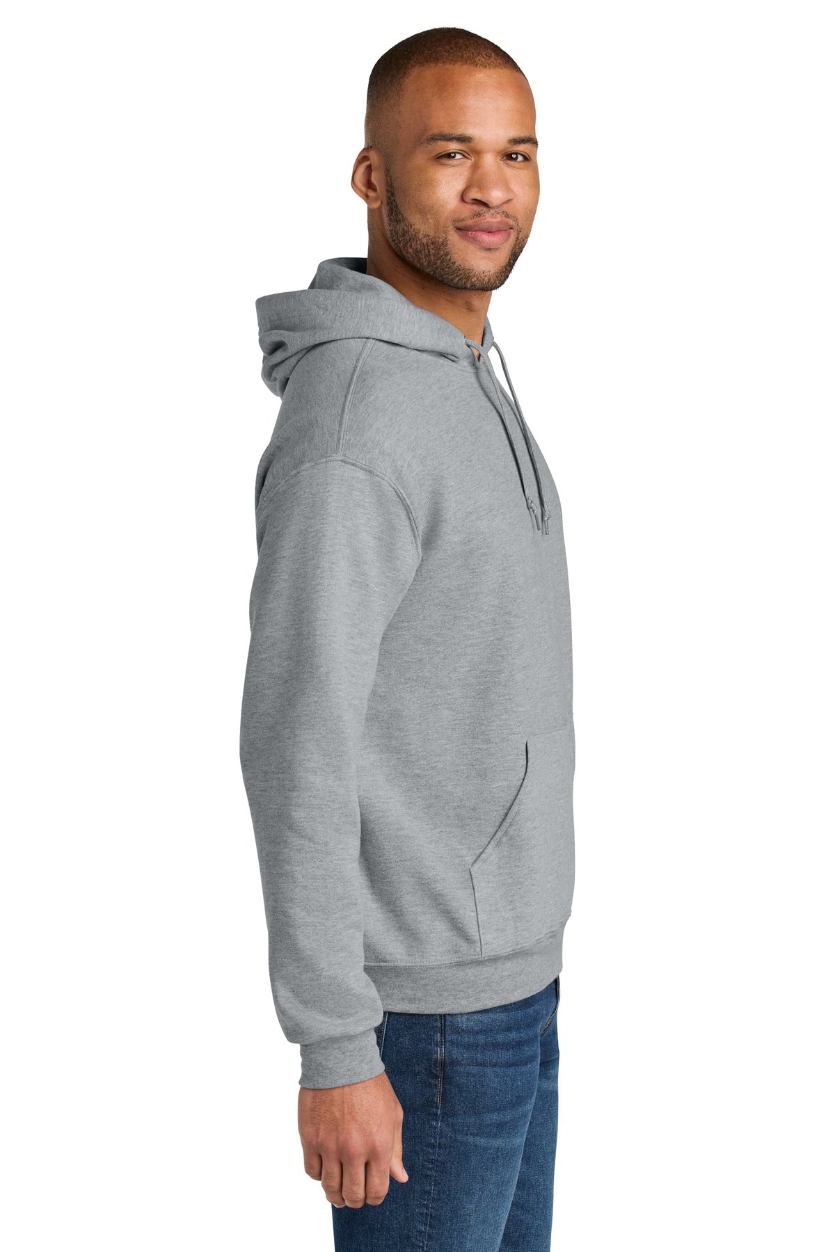 AthlHthr Jerzees Ultimate Unisex CVC Ring Spun Hooded Sweatshirt IC49M plain