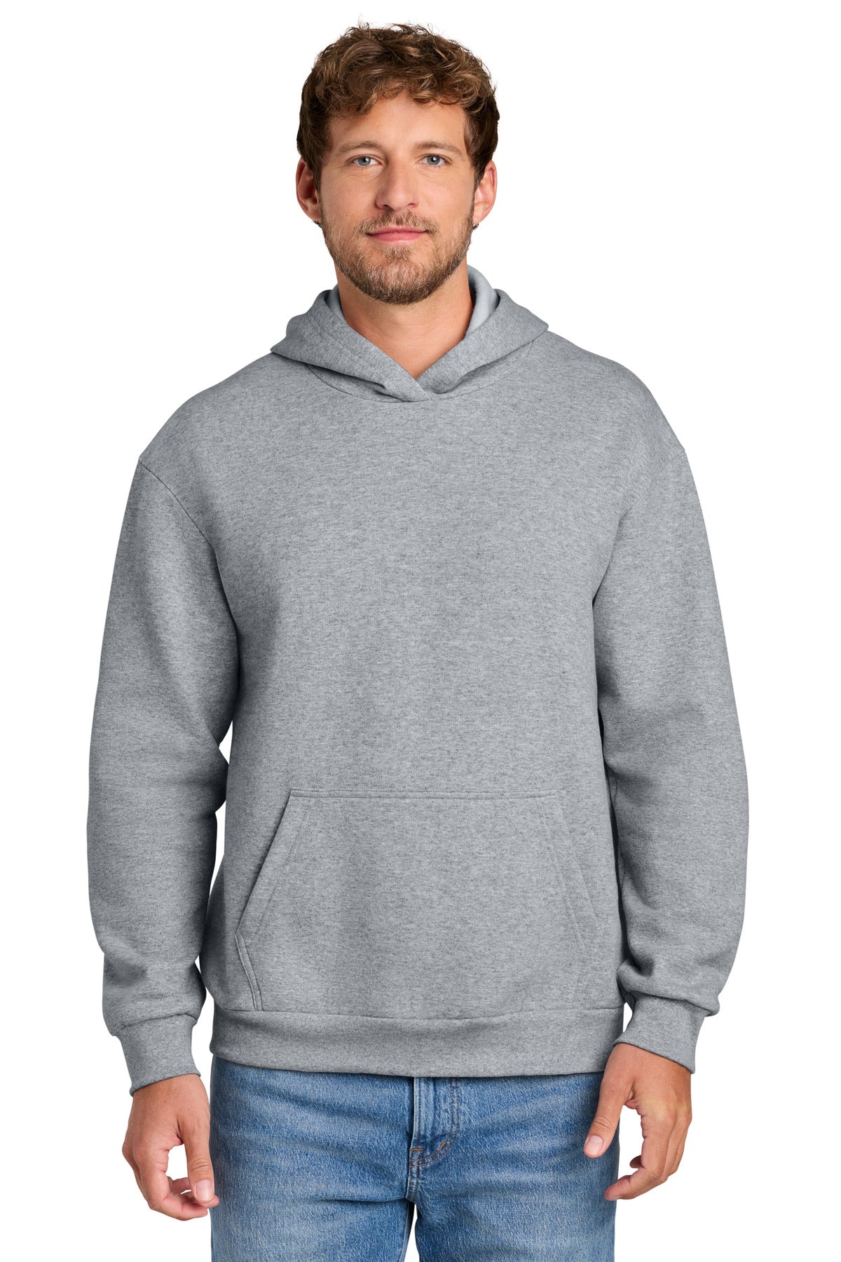 AthlHthr Port & Co Easy Fleece Pullover Hooded Sweatshirt PC68H