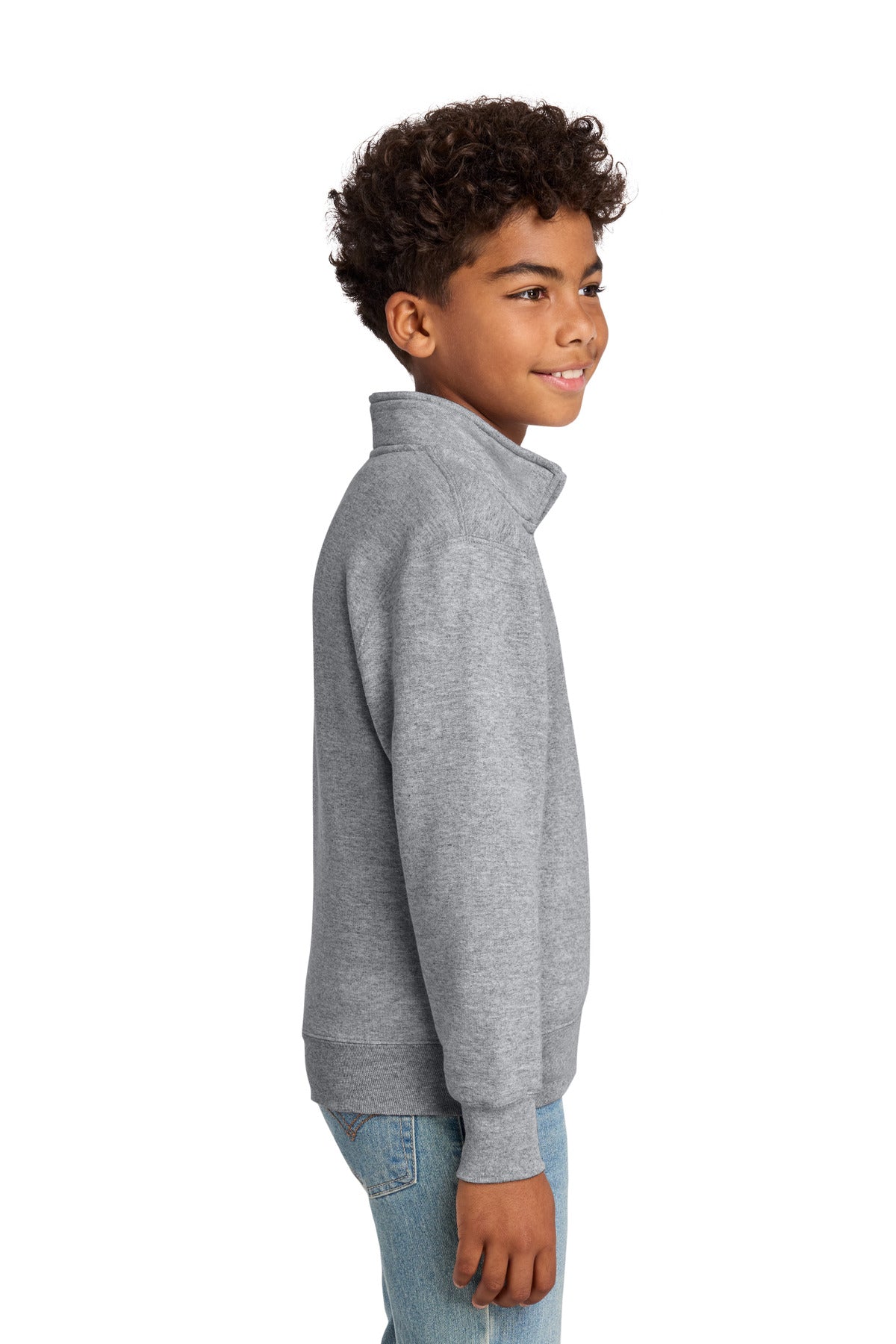 AthlHthr Port & Co Youth Core Fleece 1/4-Zip Pullover Sweatshirt PC78YQ plain