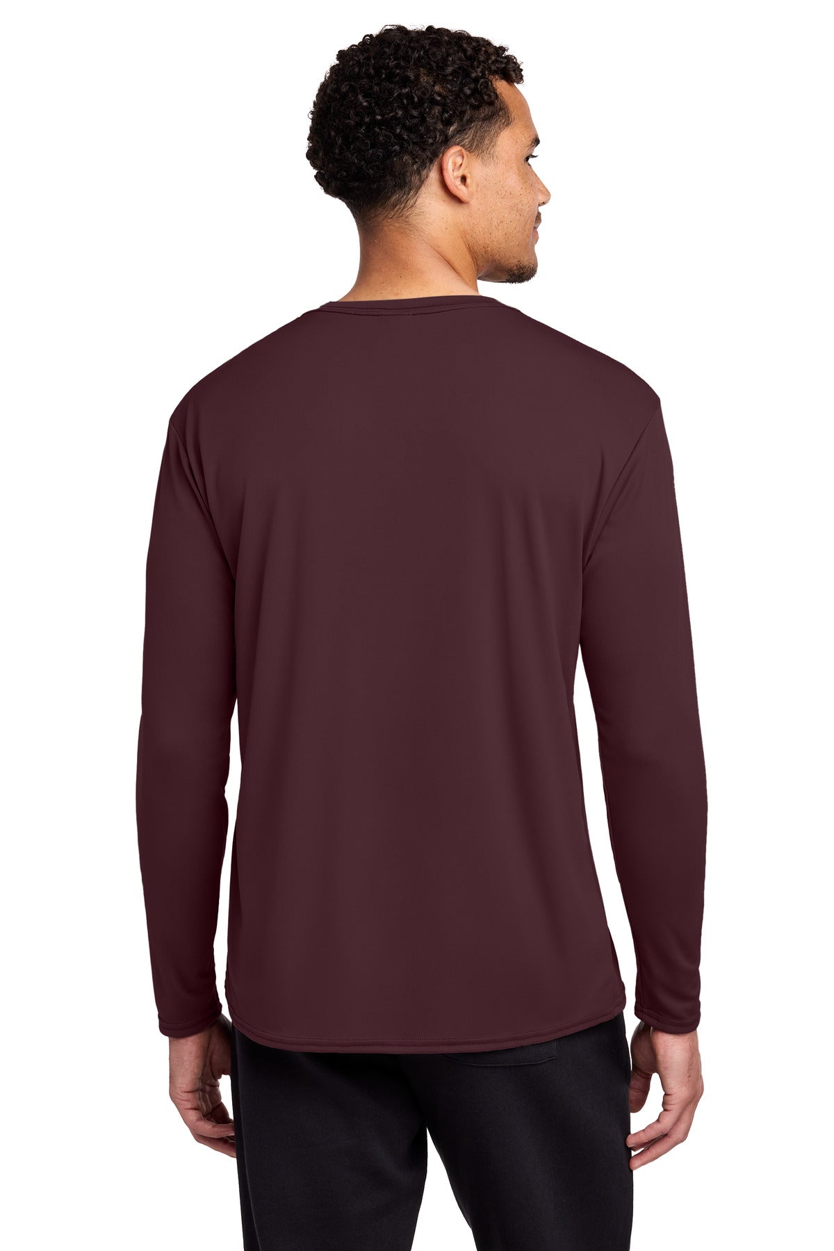 AthlMaroon Port & Co Long Sleeve Performance Tee. PC380LS plain
