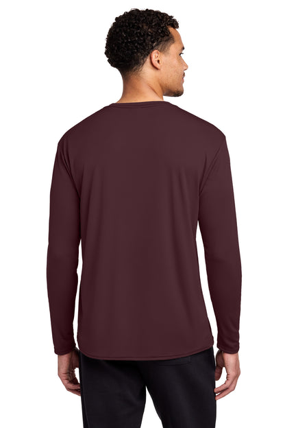 AthlMaroon Port & Co Long Sleeve Performance Tee. PC380LS plain