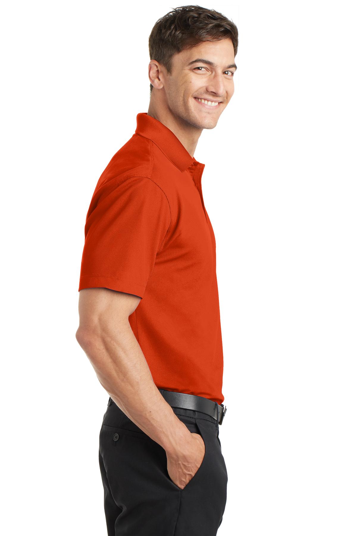 Autumn Orange Port Authority Dry Zone Grid Polo. K572 plain