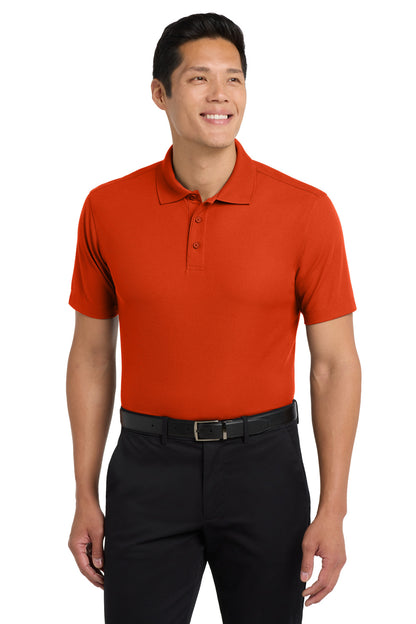 Autumn Orange Port Authority Dry Zone Grid Polo. K572 plain
