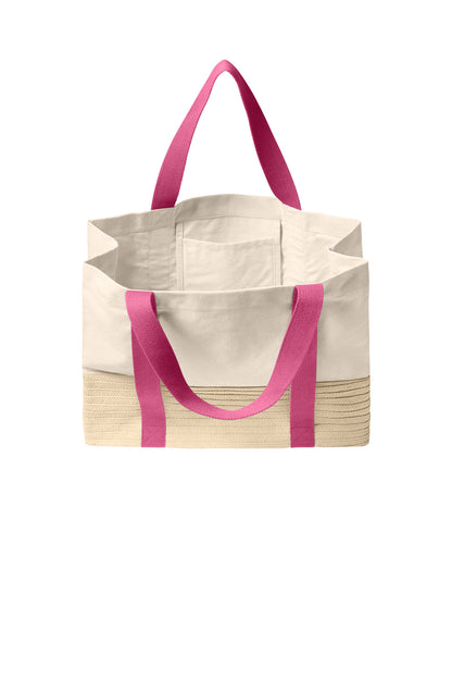 AwrnsPink Port Authority Straw Market Tote BG450 plain