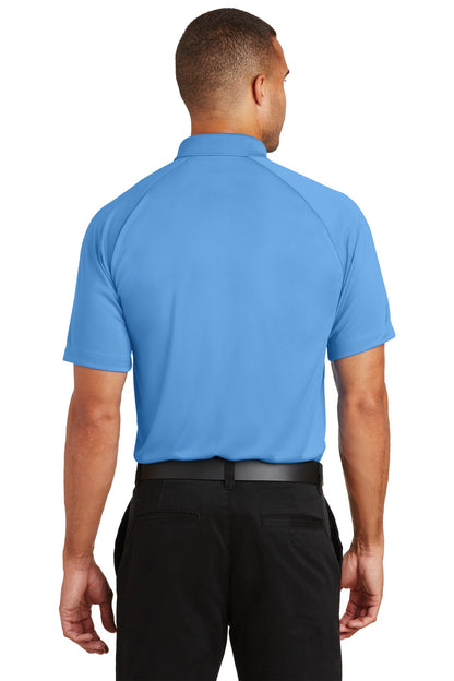 Azure Blue Port Authority Crossover Raglan Polo. K575 plain