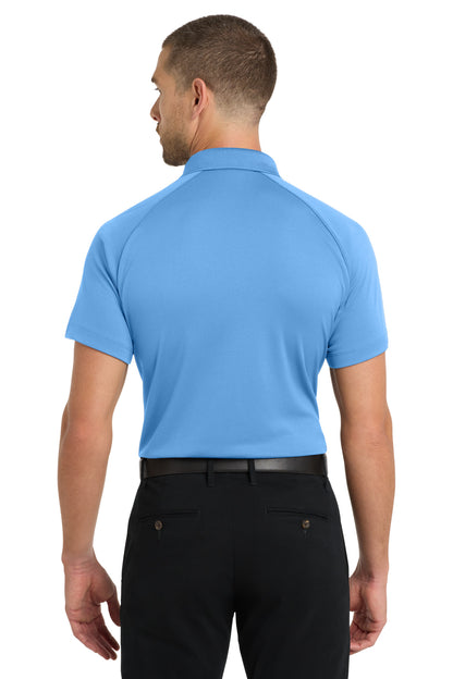 Azure Blue Port Authority Crossover Raglan Polo. K575 plain