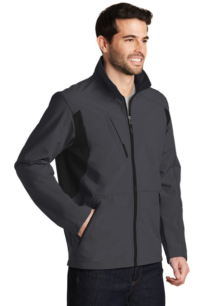 Bat Grey/Black Port Authority Back-Block Soft Shell Jacket. J336 plain