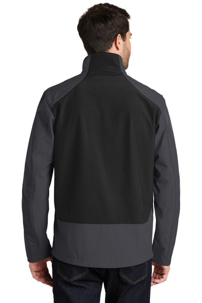 Bat Grey/Black Port Authority Back-Block Soft Shell Jacket. J336 plain