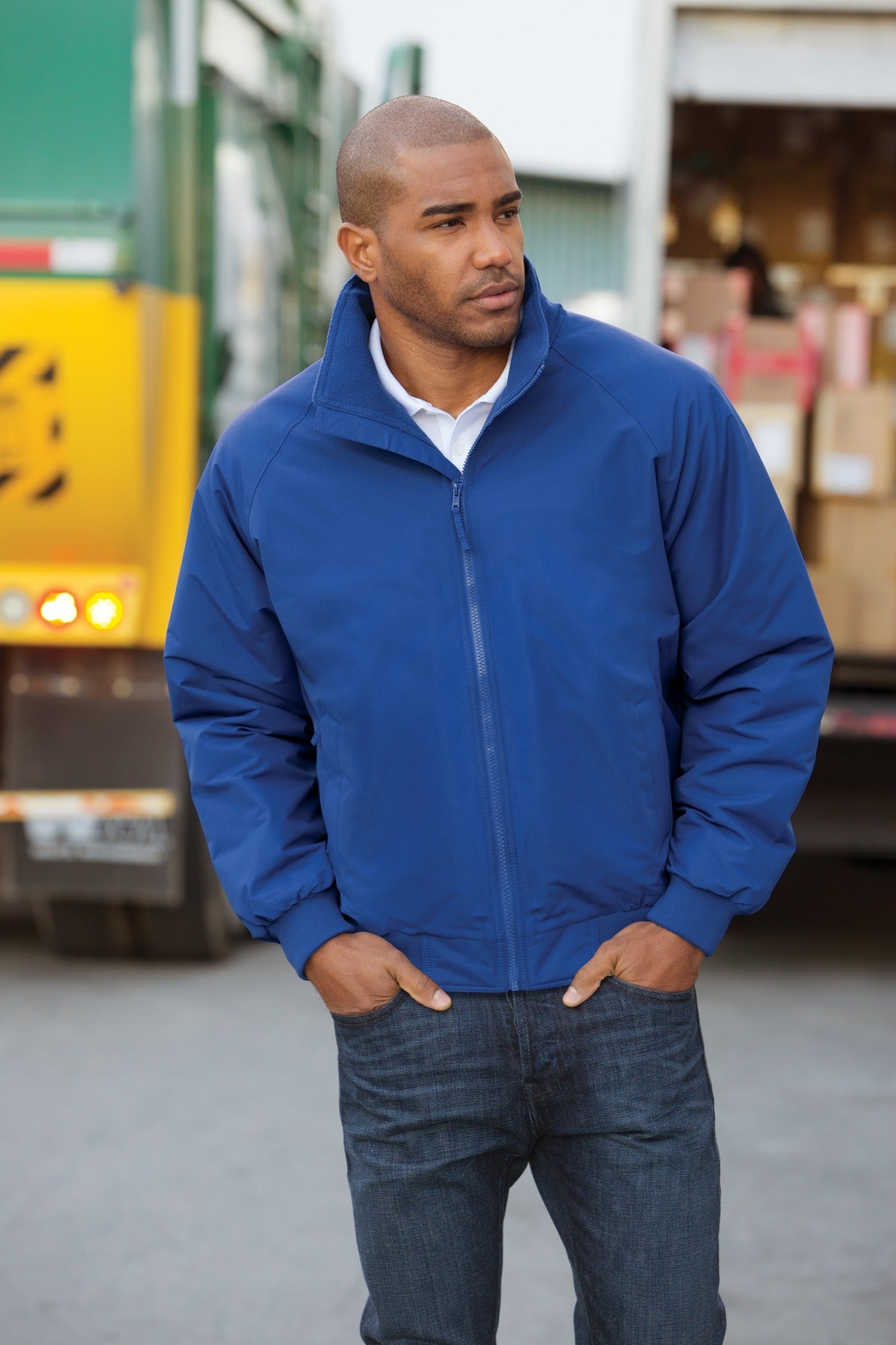 Batlshp Grey Port Authority Charger Jacket. J328 plain