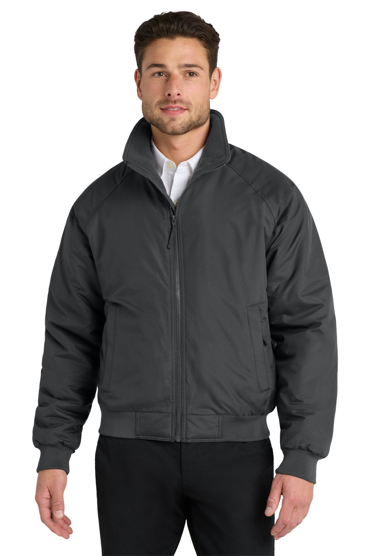 Batlshp Grey Port Authority Charger Jacket. J328