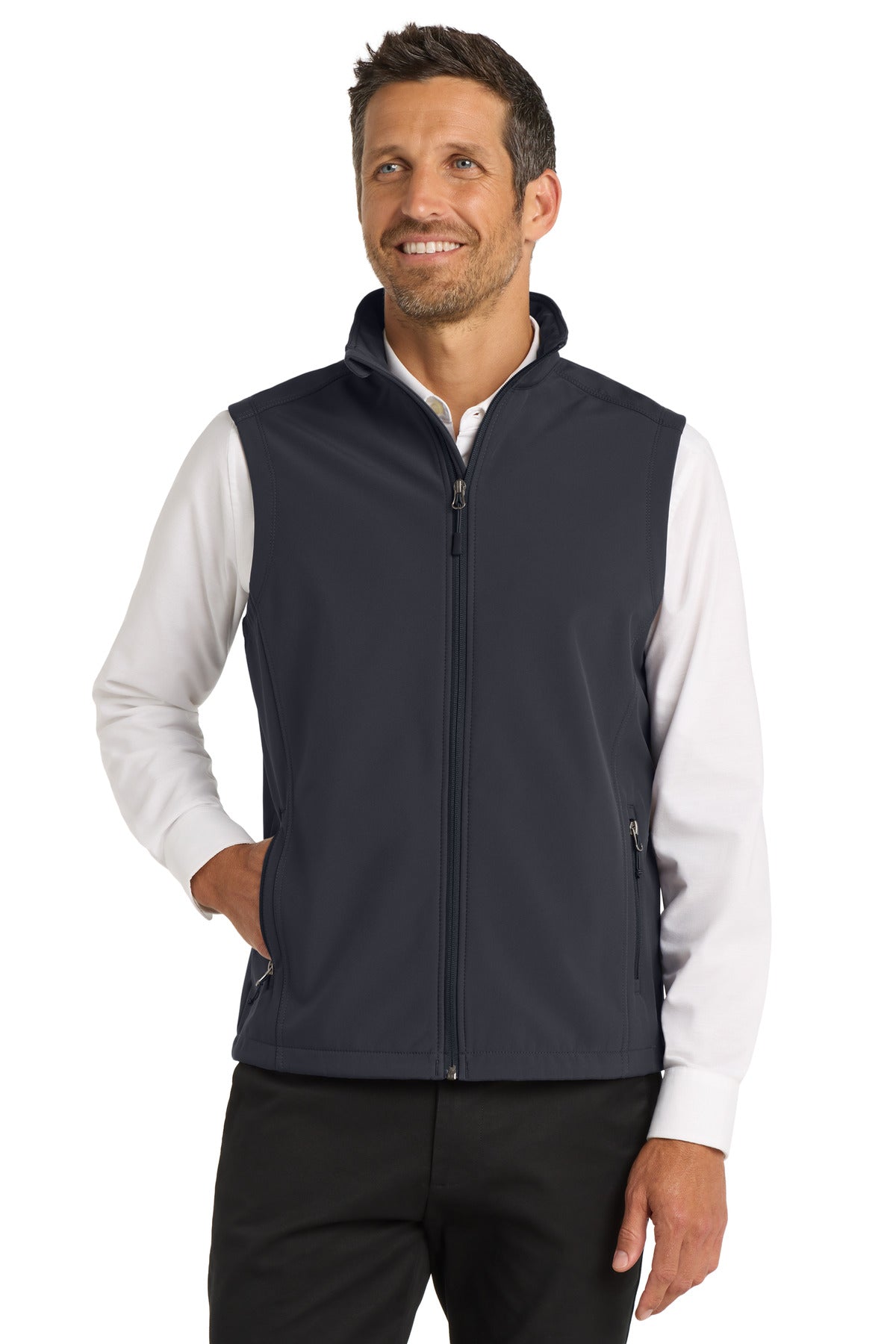 Batlshp Grey Port Authority Core Soft Shell Vest. J325 plain
