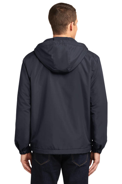 Batlshp Grey Port Authority Hooded Charger Jacket. J327 plain
