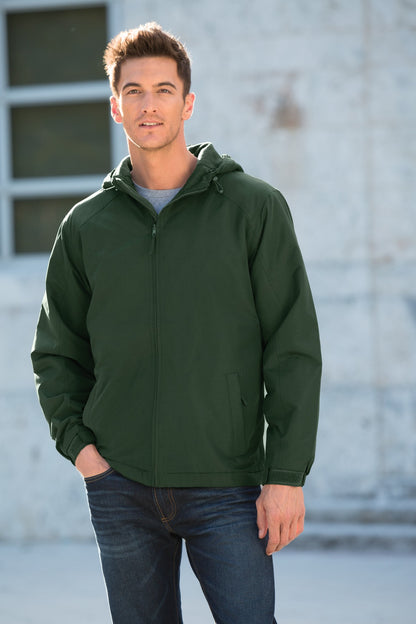 Batlshp Grey Port Authority Hooded Charger Jacket. J327 plain