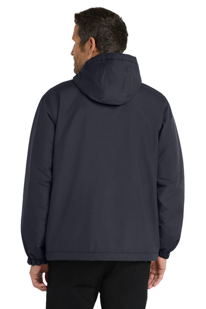 Batlshp Grey Port Authority Hooded Charger Jacket. J327 plain
