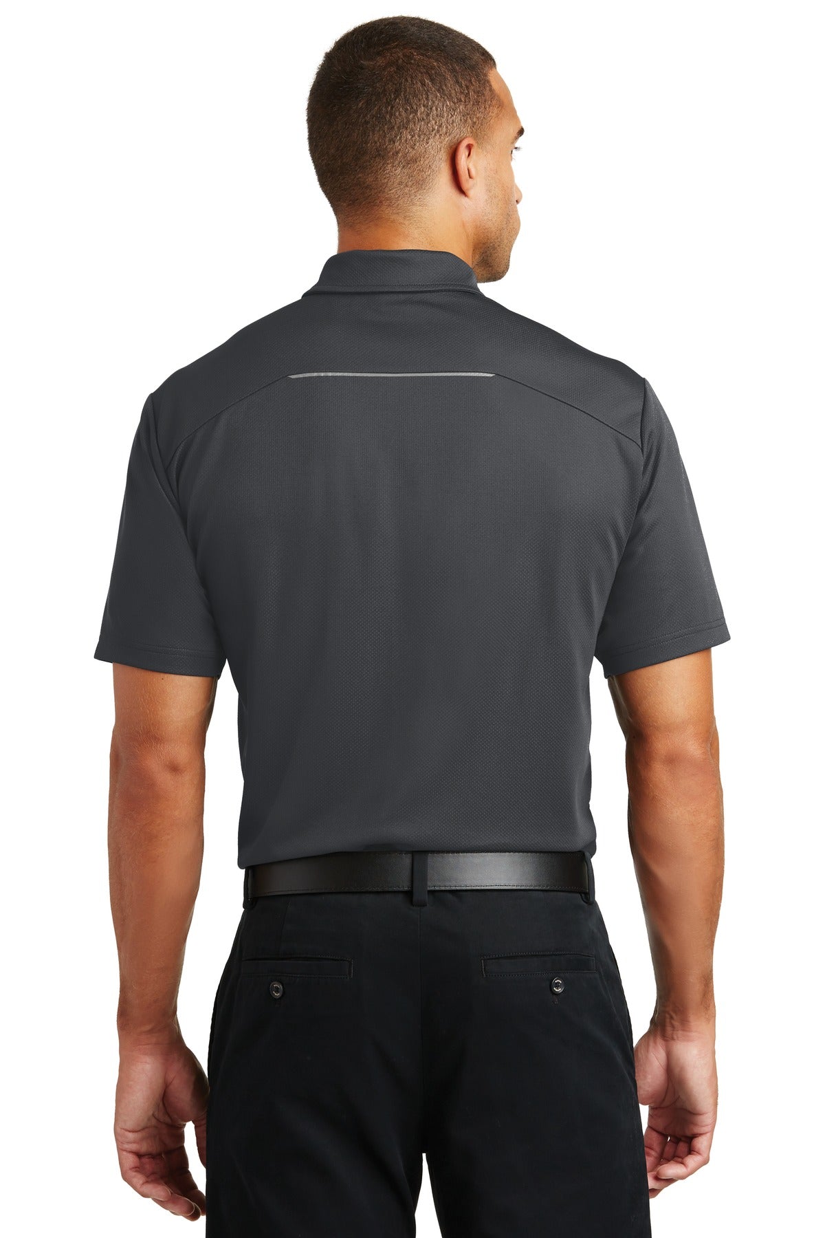 Battleship Gry Port Authority Pinpoint Mesh Polo. K580 plain