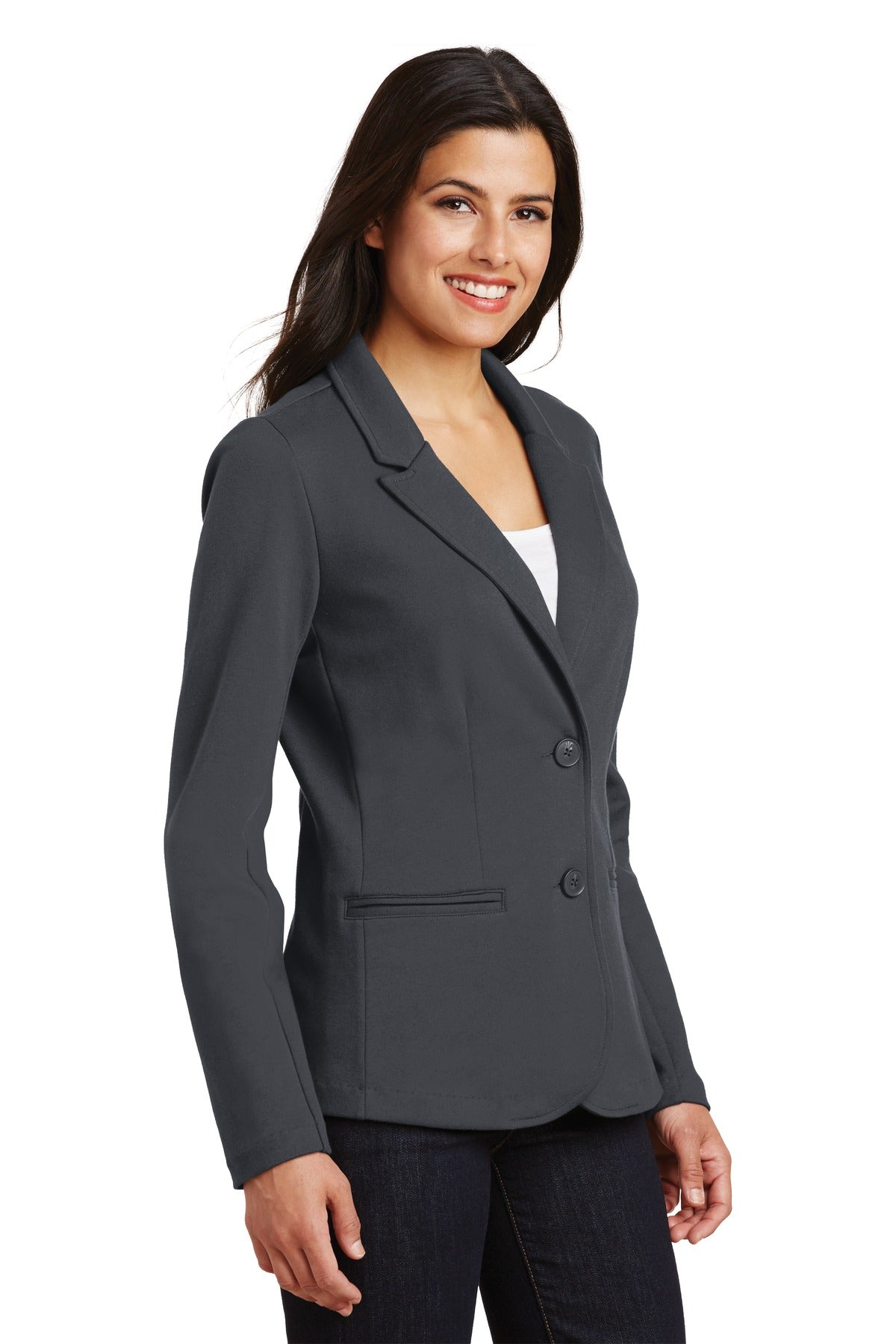 Battleship Gry Port Authority Women's Knit Blazer. LM2000 plain