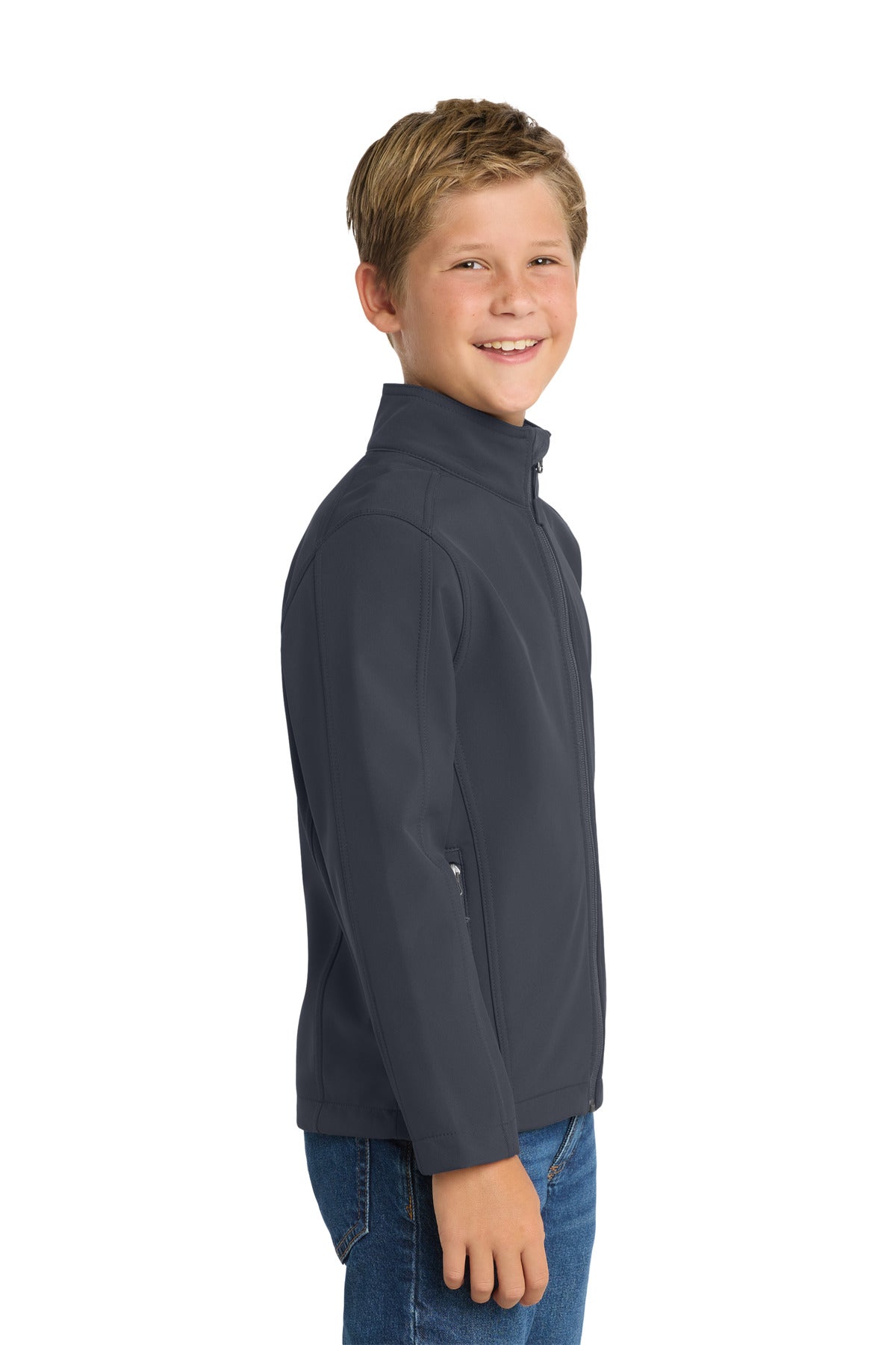 Battleship Gry Port Authority Youth Core Soft Shell Jacket. Y317 plain