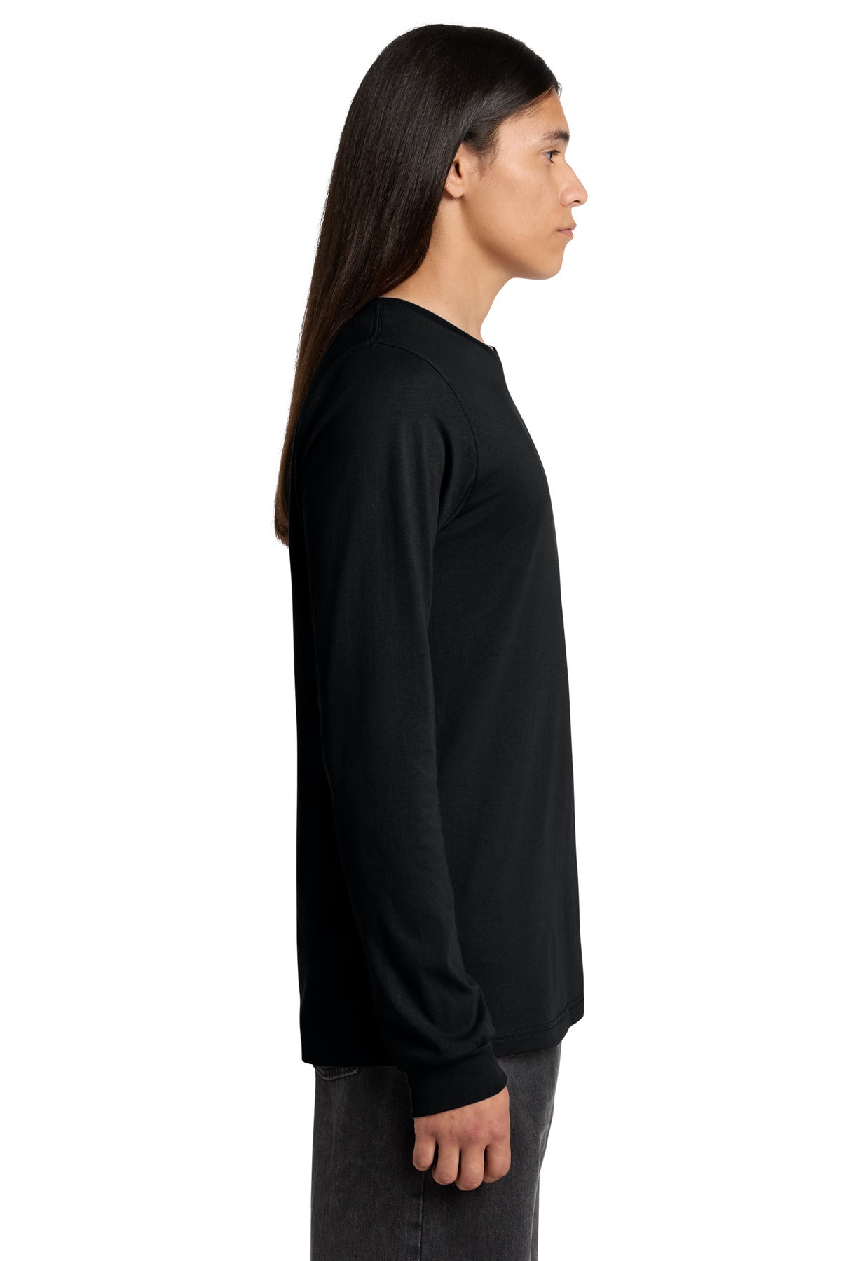 Black BELLA+CANVAS Unisex Jersey Long Sleeve Tee. BC3501 plain