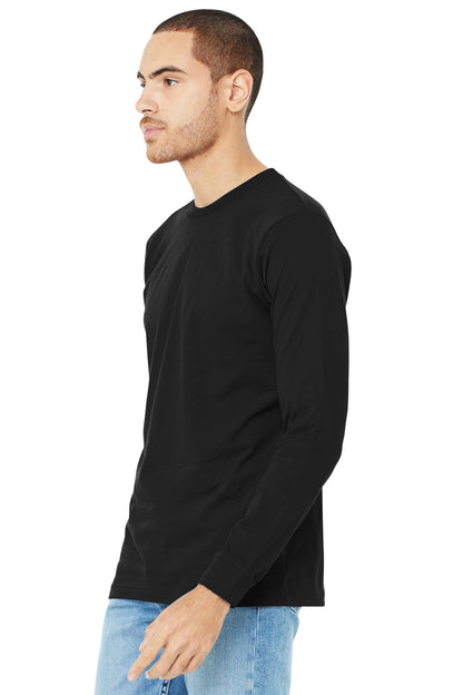 Black BELLA+CANVAS Unisex Jersey Long Sleeve Tee. BC3501 plain