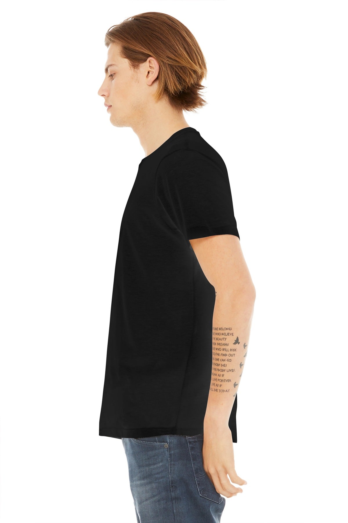 Black BELLA+CANVAS Unisex Poly-Cotton Short Sleeve Tee. BC3650 plain