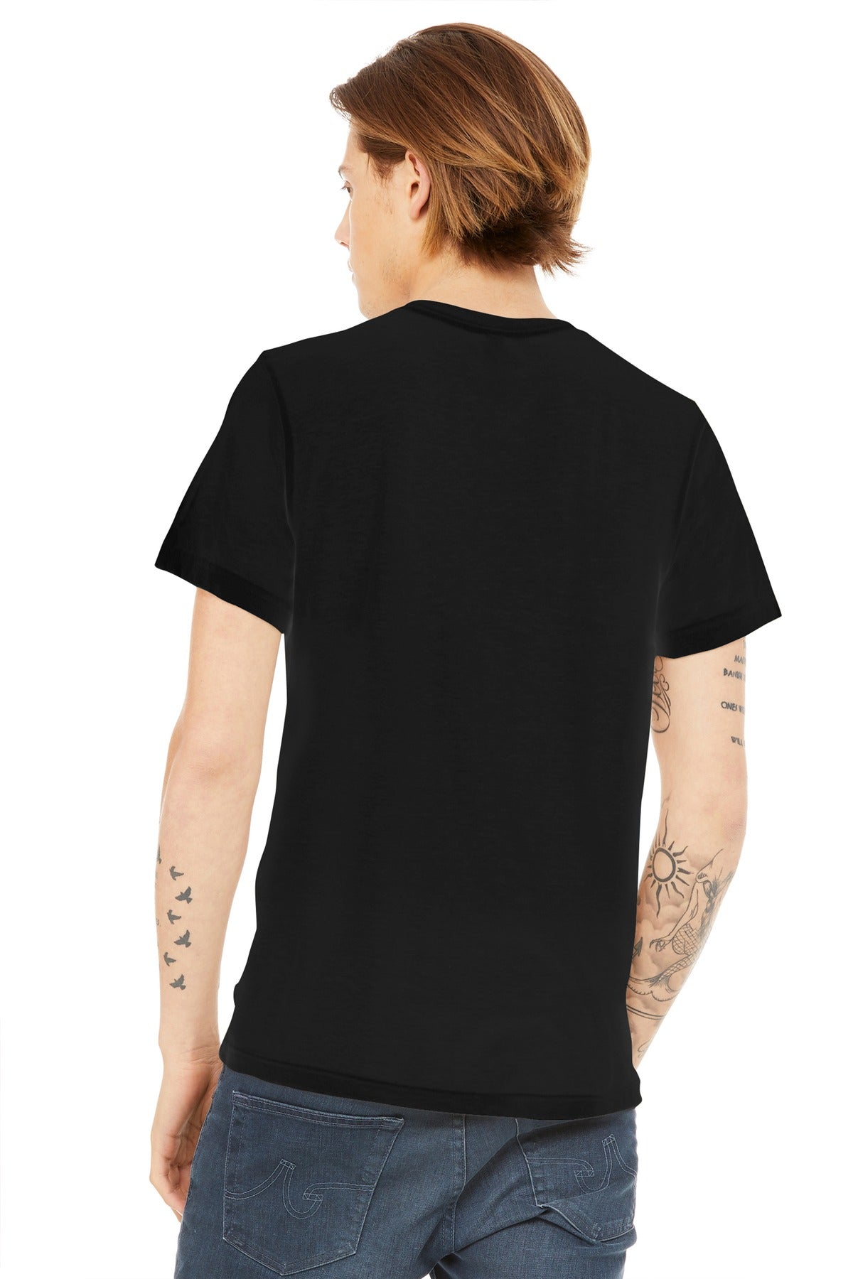 Black BELLA+CANVAS Unisex Poly-Cotton Short Sleeve Tee. BC3650 plain