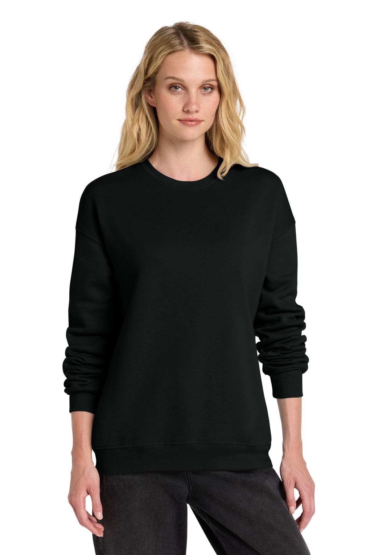 Black BELLA+CANVAS Unisex Sponge Fleece Drop Shoulder Sweatshirt. BC3945