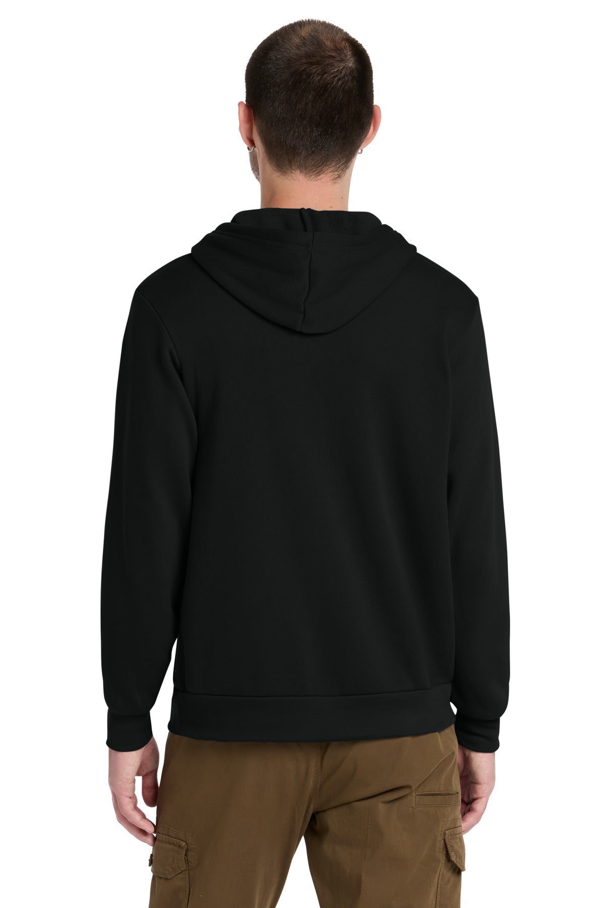 Black BELLA+CANVAS Unisex Sponge Fleece Pullover Hoodie. BC3719 plain