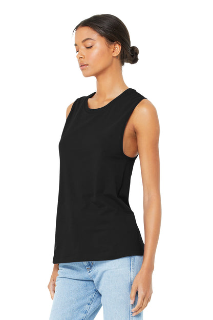 Black BELLA+CANVAS Women's Jersey Muscle Tank. BC6003 plain