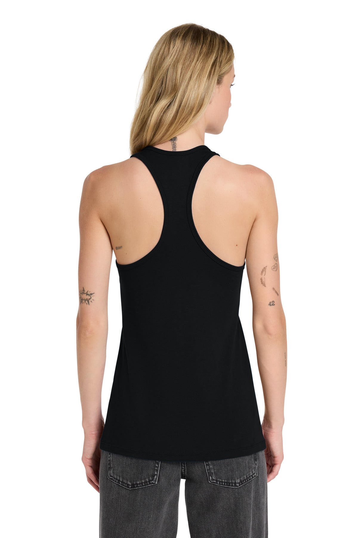 Black BELLA+CANVAS Women's Jersey Racerback Tank. BC6008 plain