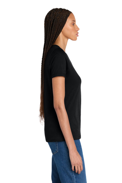 Black BELLA+CANVAS Women's Relaxed Jersey Short Sleeve Tee. BC6400 plain