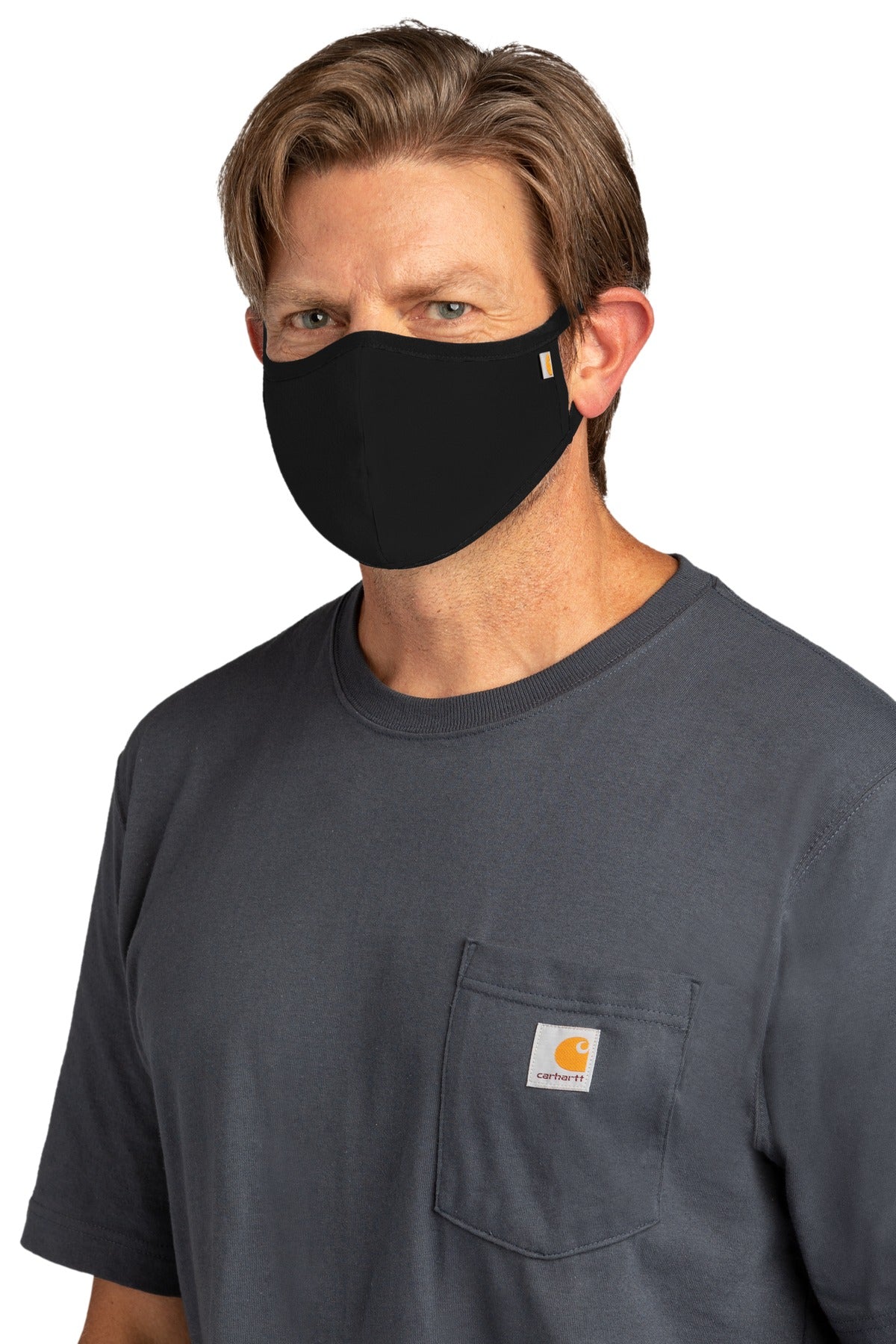 Black Carhartt Cotton Ear Loop Face Mask (3 pack) CT105160 plain