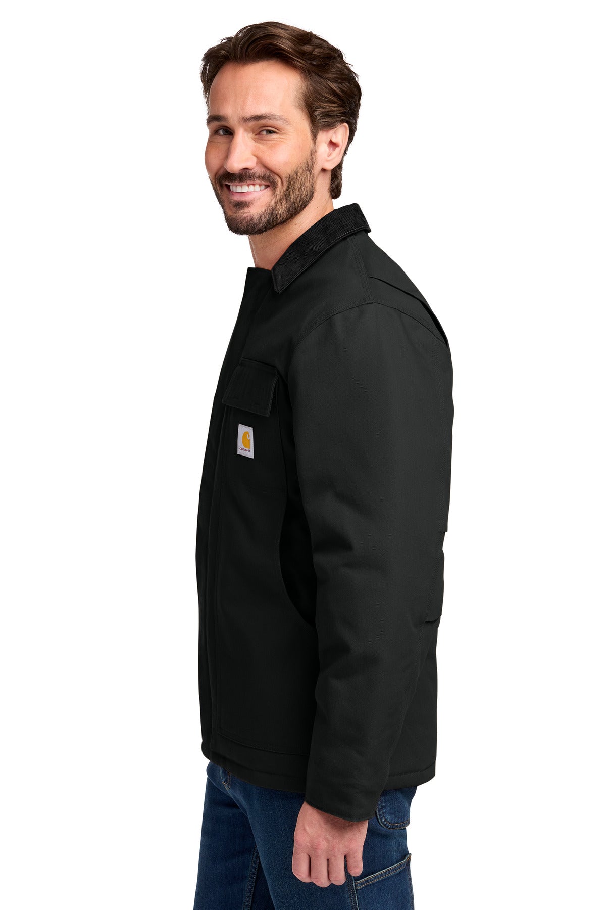 Black Carhartt Duck Traditional Coat. CT106674 plain