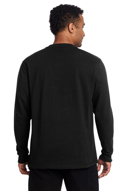 Black Carhartt Long Sleeve Henley T-Shirt CTK128 plain