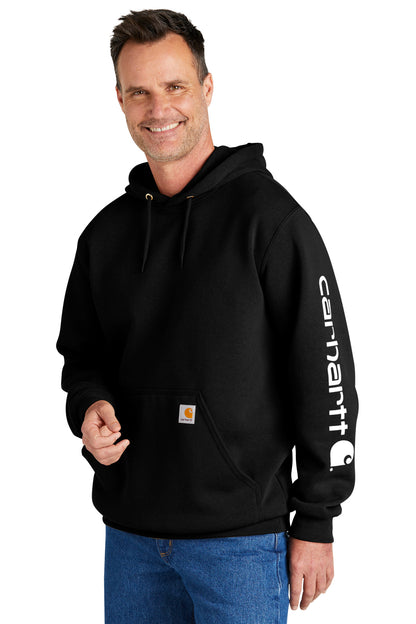 Black Carhartt Midweight Hooded Logo Sweatshirt CTK288 plain
