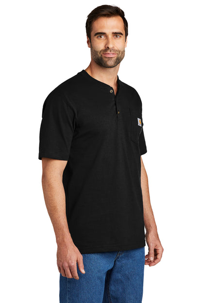 Black Carhartt Short Sleeve Henley T-Shirt CTK84 plain