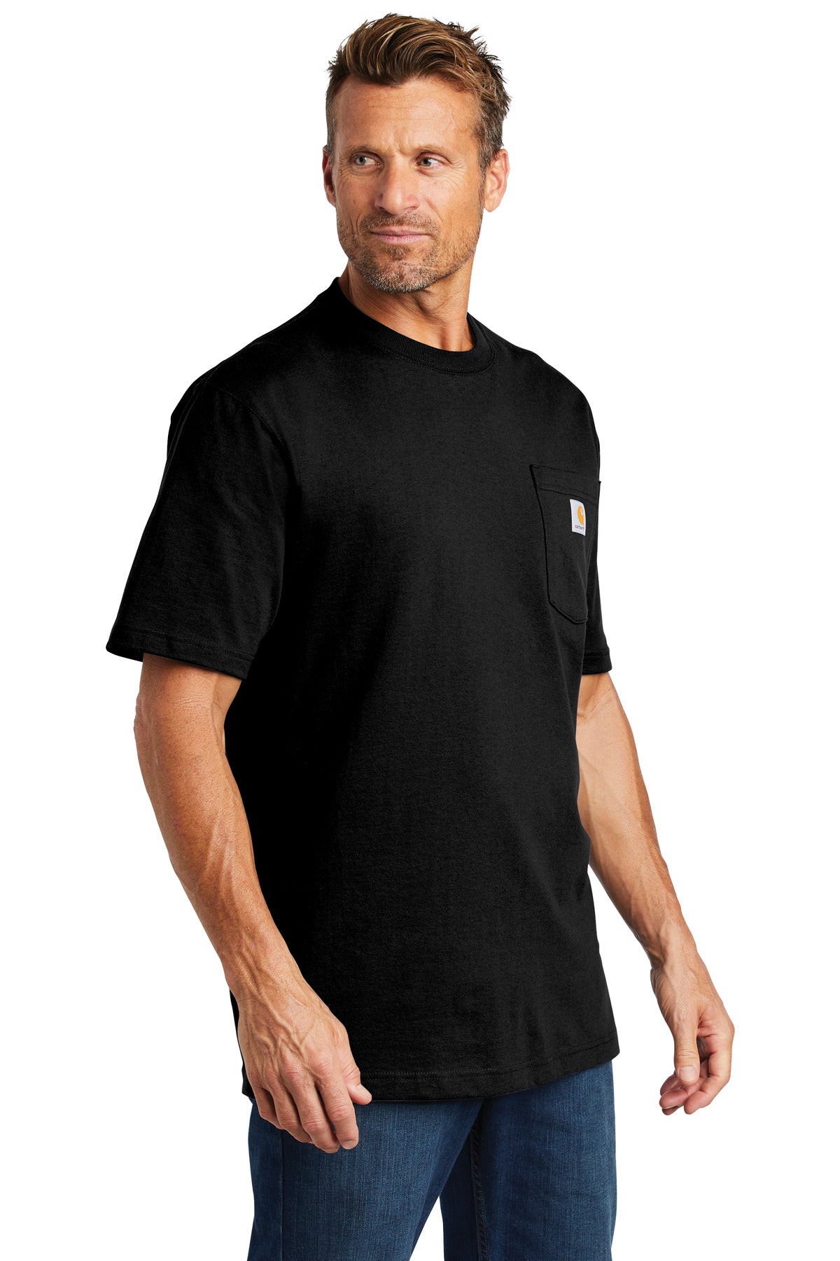 Black Carhartt Tall Workwear Pocket Short Sleeve T-Shirt. CTTK87 plain