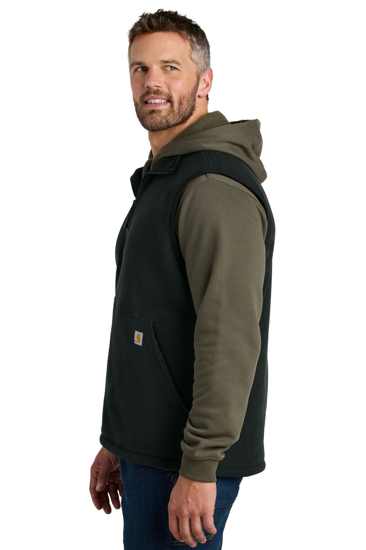 Black Carhartt Textured Fleece Vest CT106418 plain