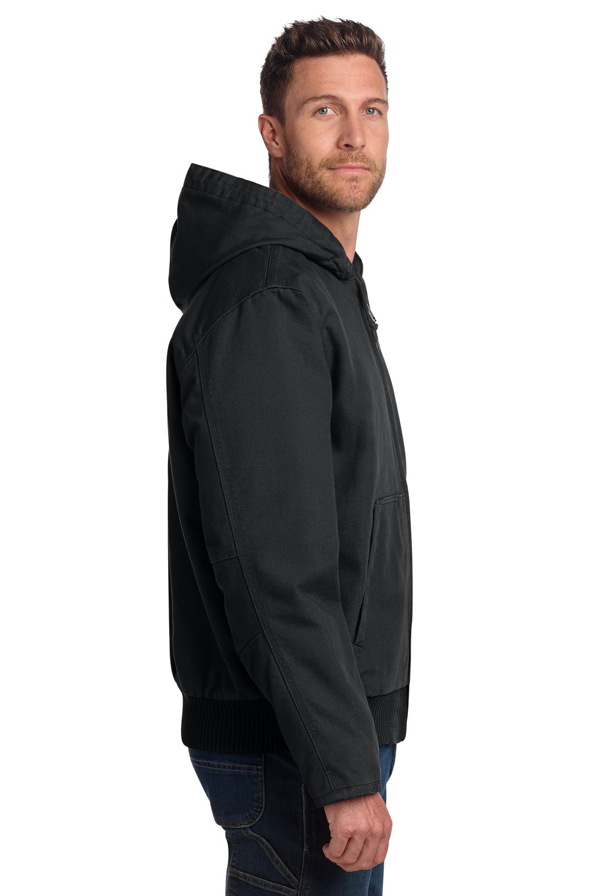 Black Carhartt Washed Duck Active Jac. CT104050 plain