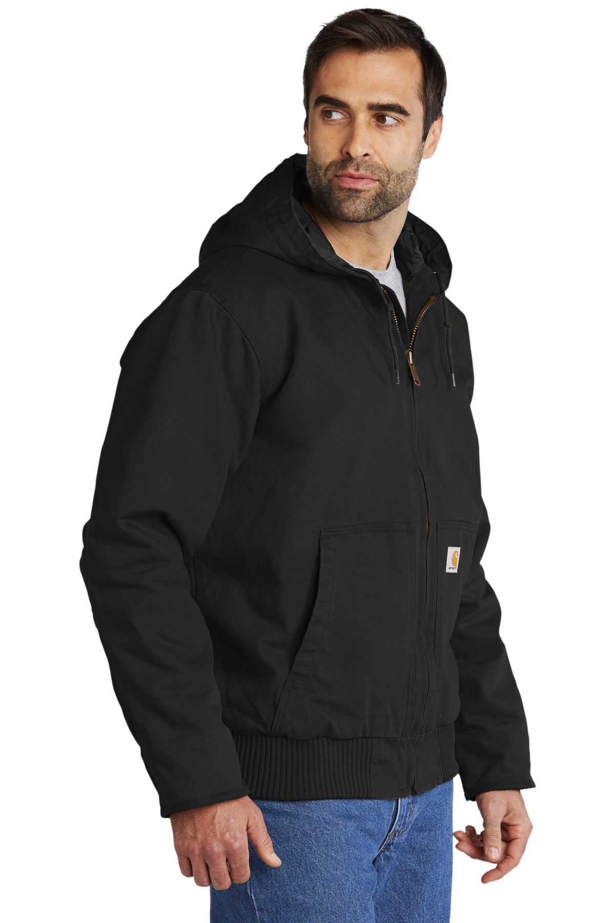 Black Carhartt Washed Duck Active Jac. CT104050 plain