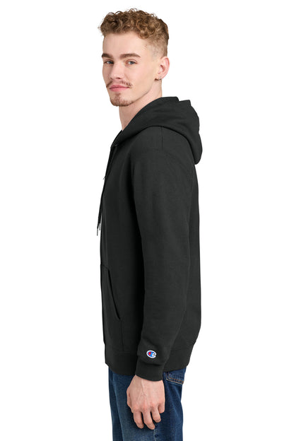 Black Champion Powerblend Full-Zip Hoodie. S800 plain